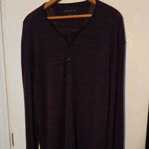 John Varvatos Maroon XL 4 Button Henley Beautiful Condition